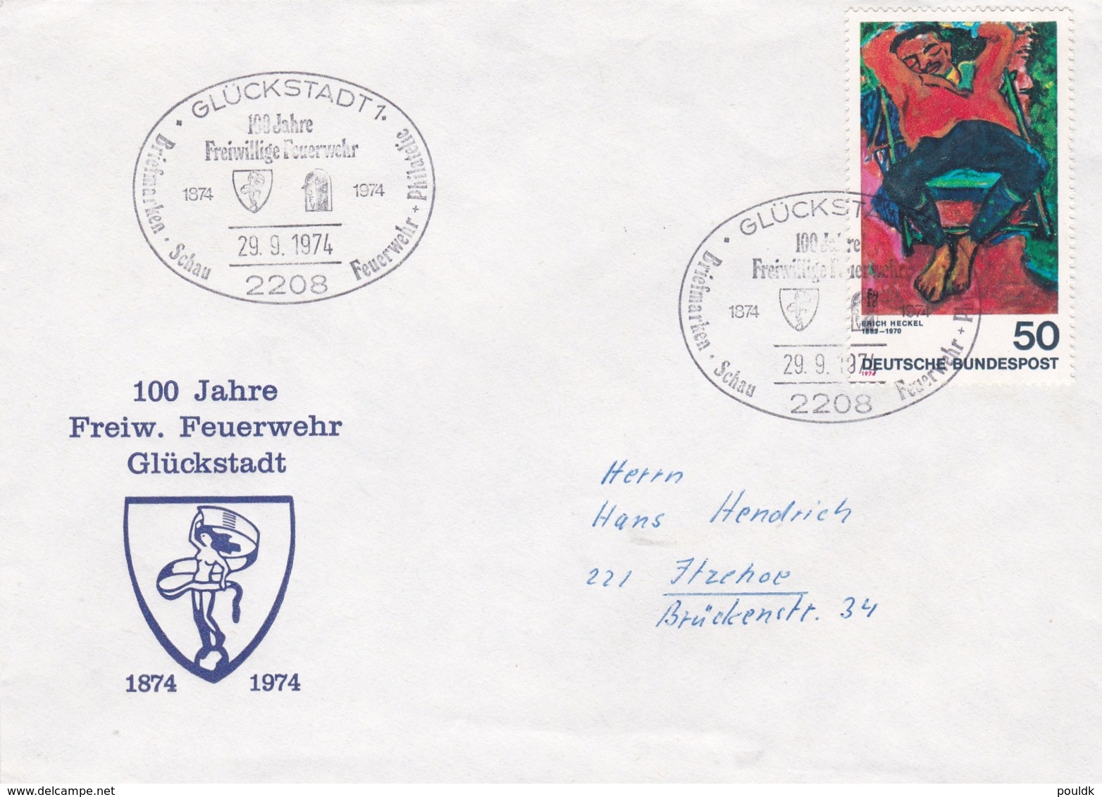 Germany Cover Glückstadt 1 1974 100 Jahre Freiw. Feuerwehr Glückstadt  (DD24-4) - Sapeurs-Pompiers