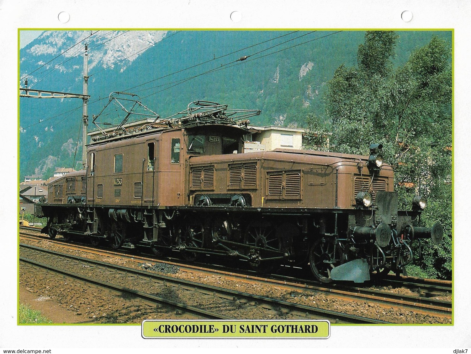 Fiche Editions Atlas Trains Locomotive Crocodile Du Saint Gothard - Chemin De Fer