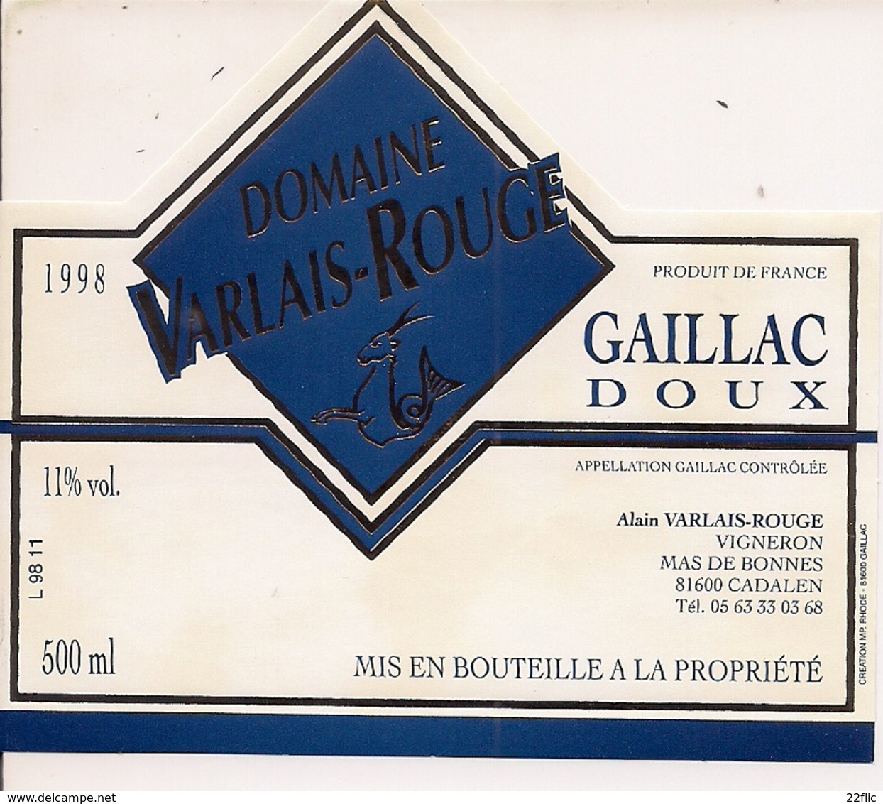 GAILLAC DOUX 1998NDOMAINE VALAIS-ROUGE (3) - Gaillac