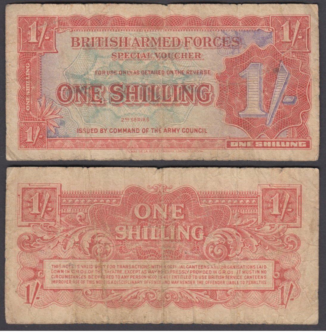 Great Britain 1 Shilling 1948 (F) Condition Banknote P-M18 British Armed Forces - British Troepen & Speciale Documenten