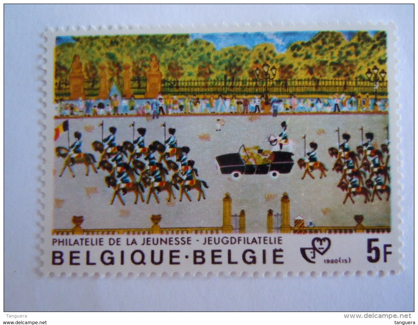 België Belgique 1980 Jeugdfilatelie Kindertekening Dessin D'enfant Groenachtige Fond Cob 1994 A MNH ** - Ungebraucht