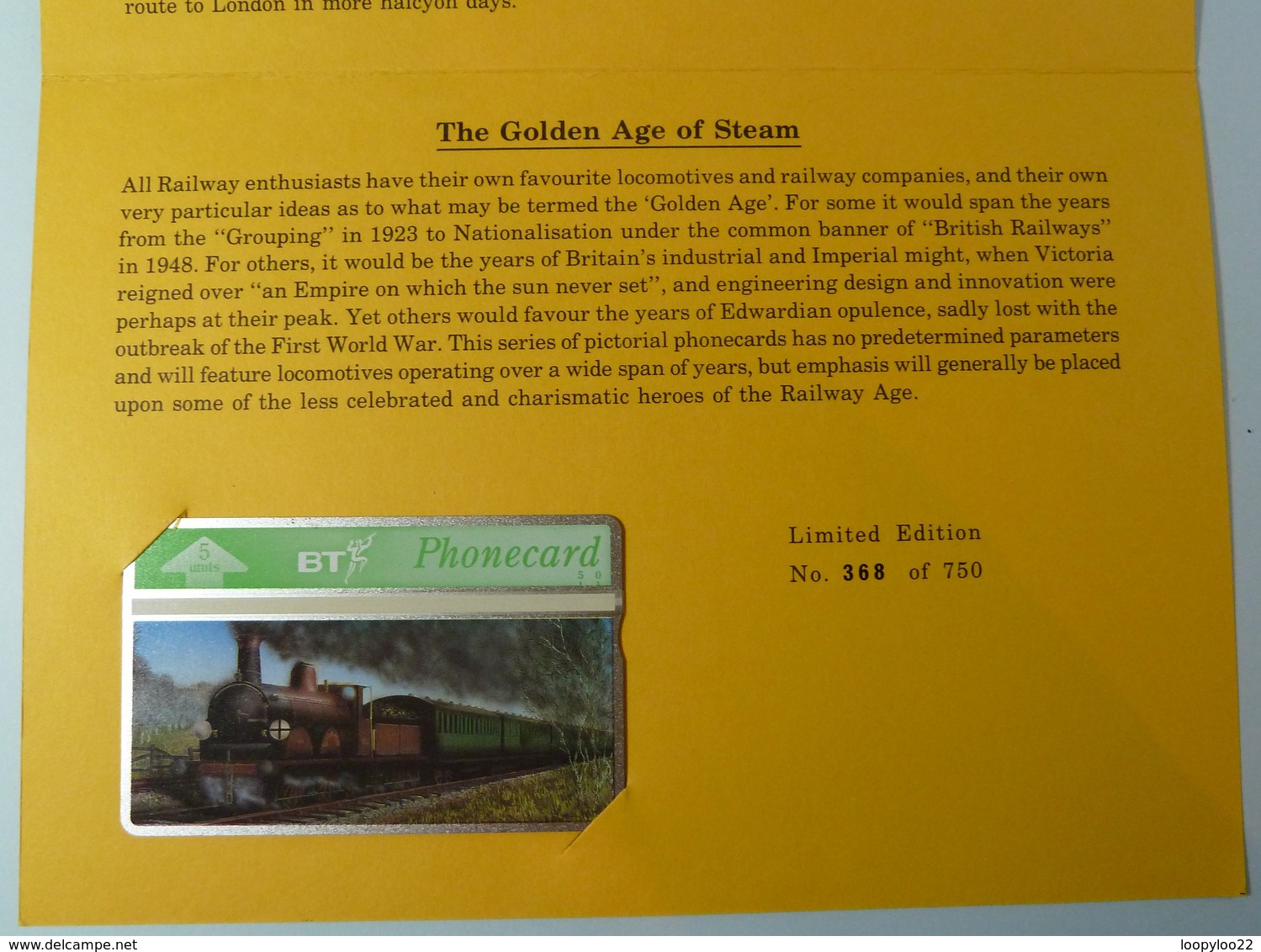 UK - BT - L&G - The Golden Age Of Steam - BTG092 - 229A - 750ex - Limited Edition - Mint In Folder - BT General Issues