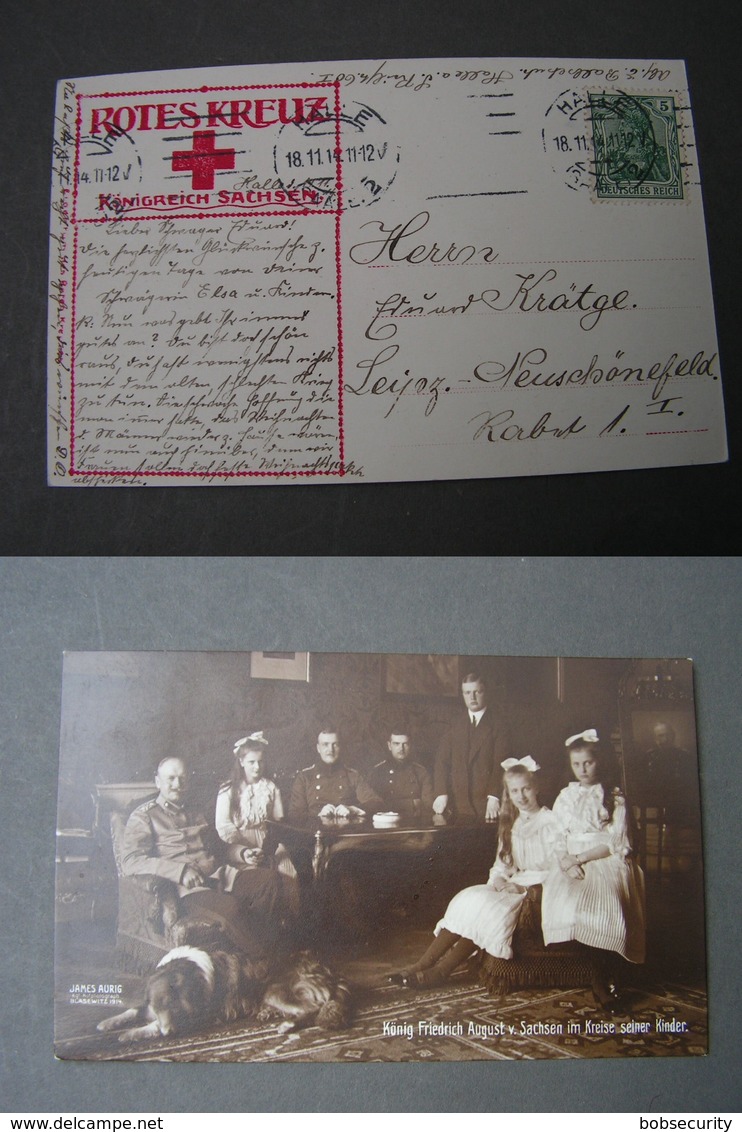 Friedrich August V. Sachsen  Familien Foto Rotes Krreuz  Aus Halle 1914 - Königshäuser