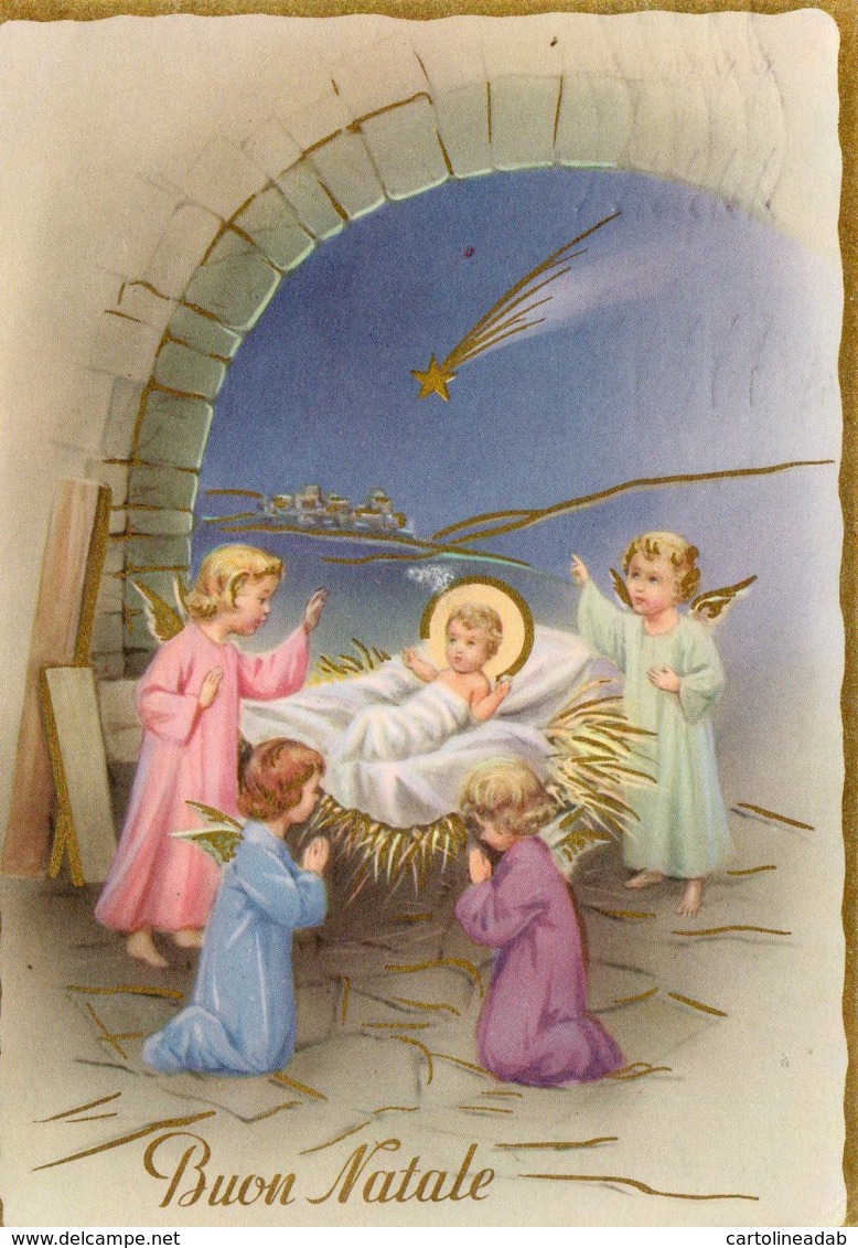 [DC7886] CPA - AUGURALE - BUON NATALE - GESU' BAMBINO - Viaggiata 1963 - Old Postcard - Altri & Non Classificati