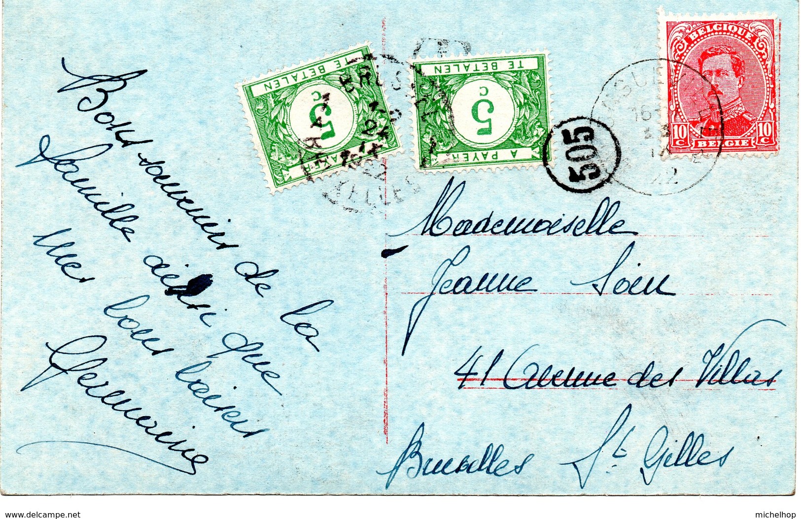 CF Expédiée De Longueville (dépôt-relais) Vers St-Gilles - Taxée 10 Centimes (TX26 X 2) - Lettres & Documents