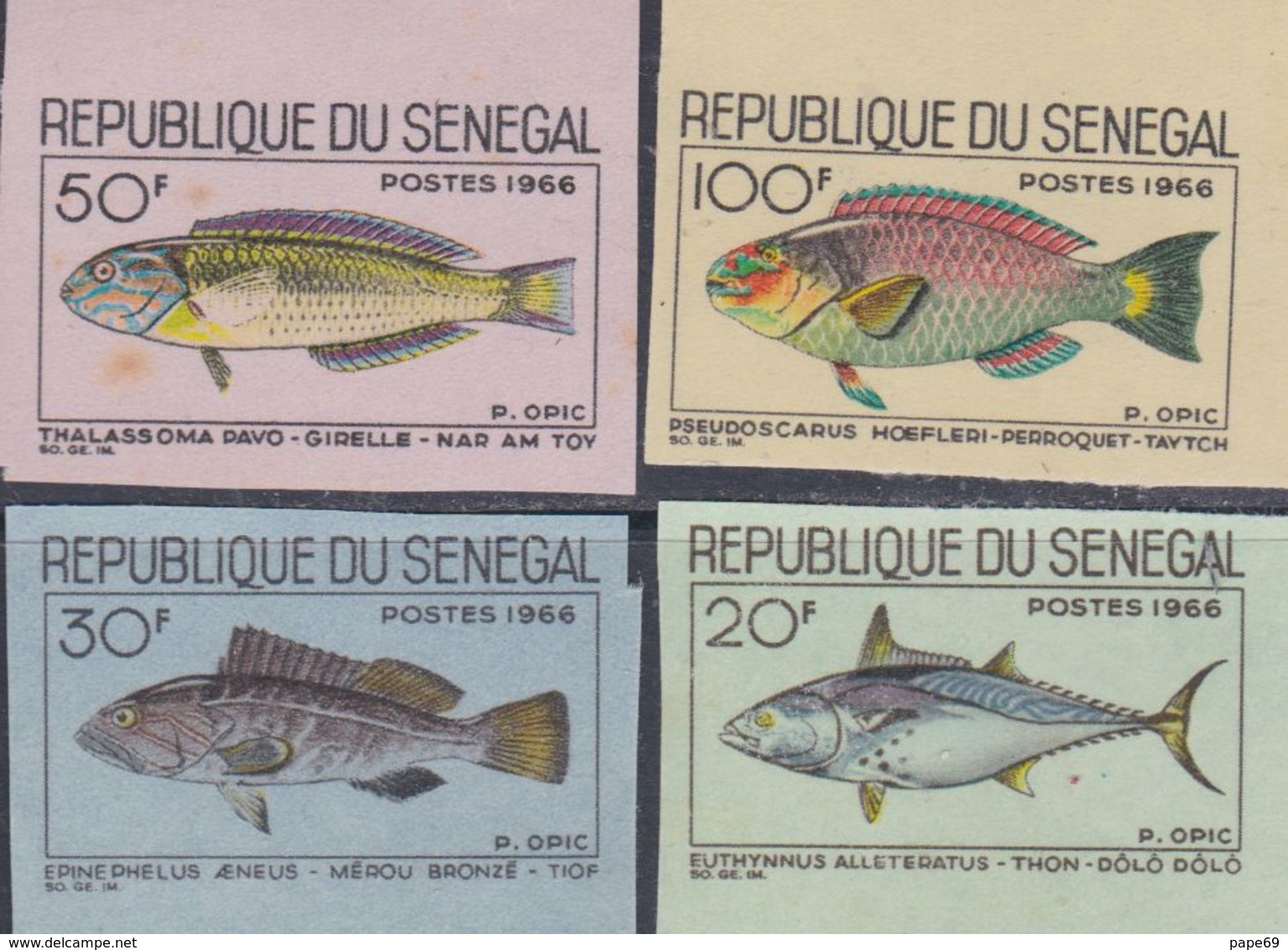 Sénégal  N° 271 / 74  Nd XX Poissons Divers, La Série Des 4 Valeurs Sans Charnière Non Dentelée,  TB - Senegal (1960-...)