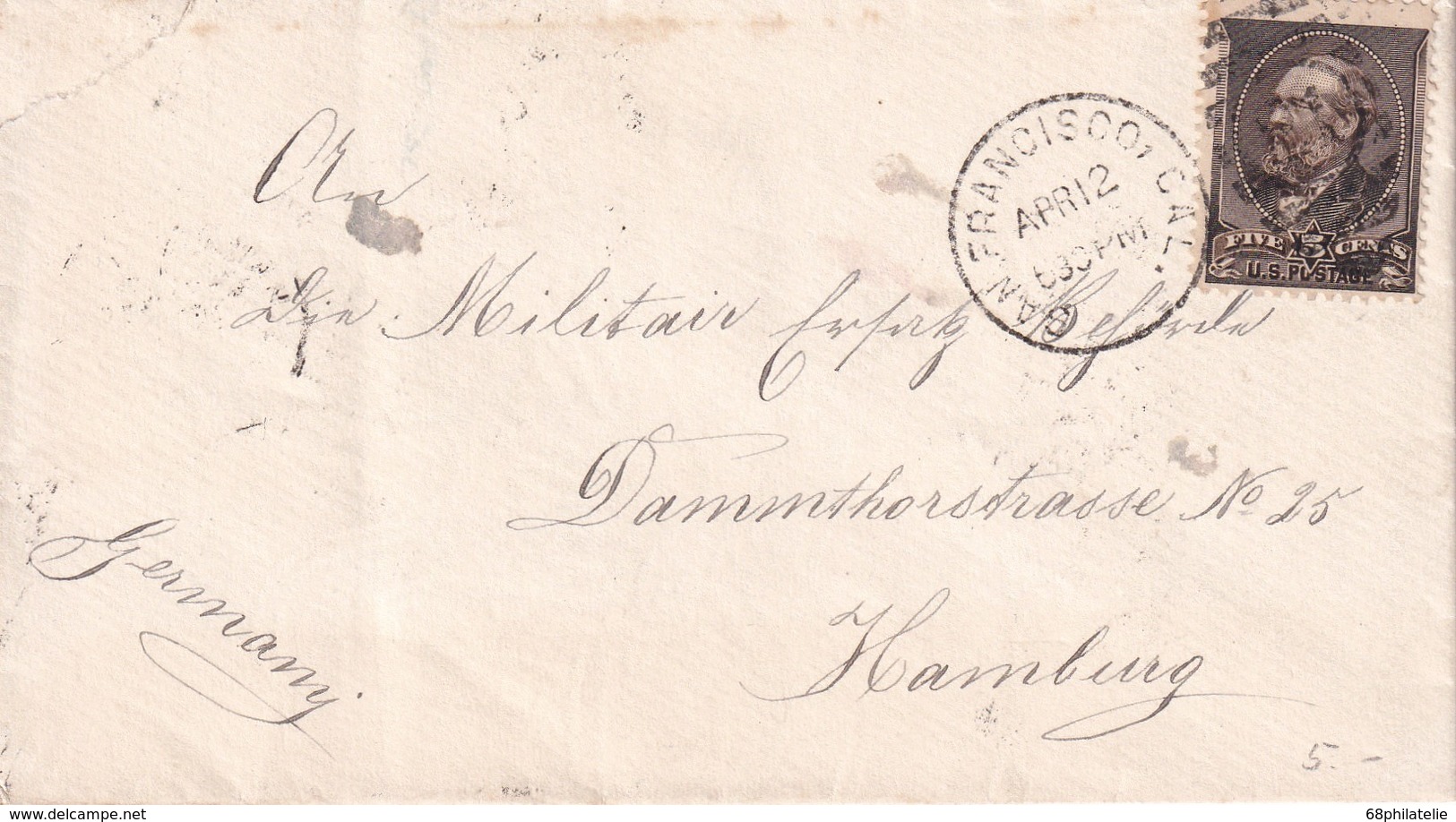 USA 1887 LETTRE DE SAN FRANSISCO - Briefe U. Dokumente