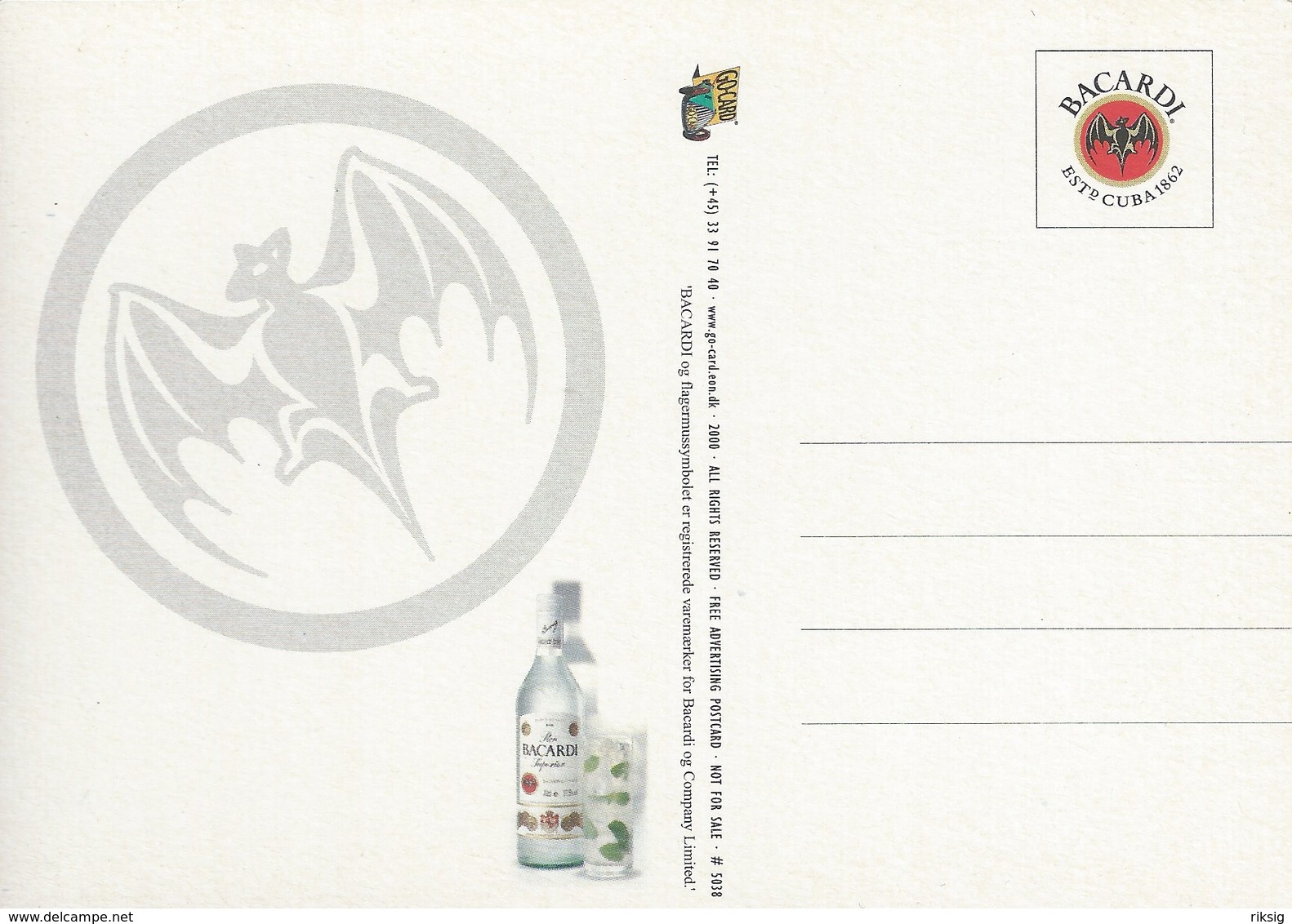 Advertising Card. Bacardi.   B-3291 - Advertising