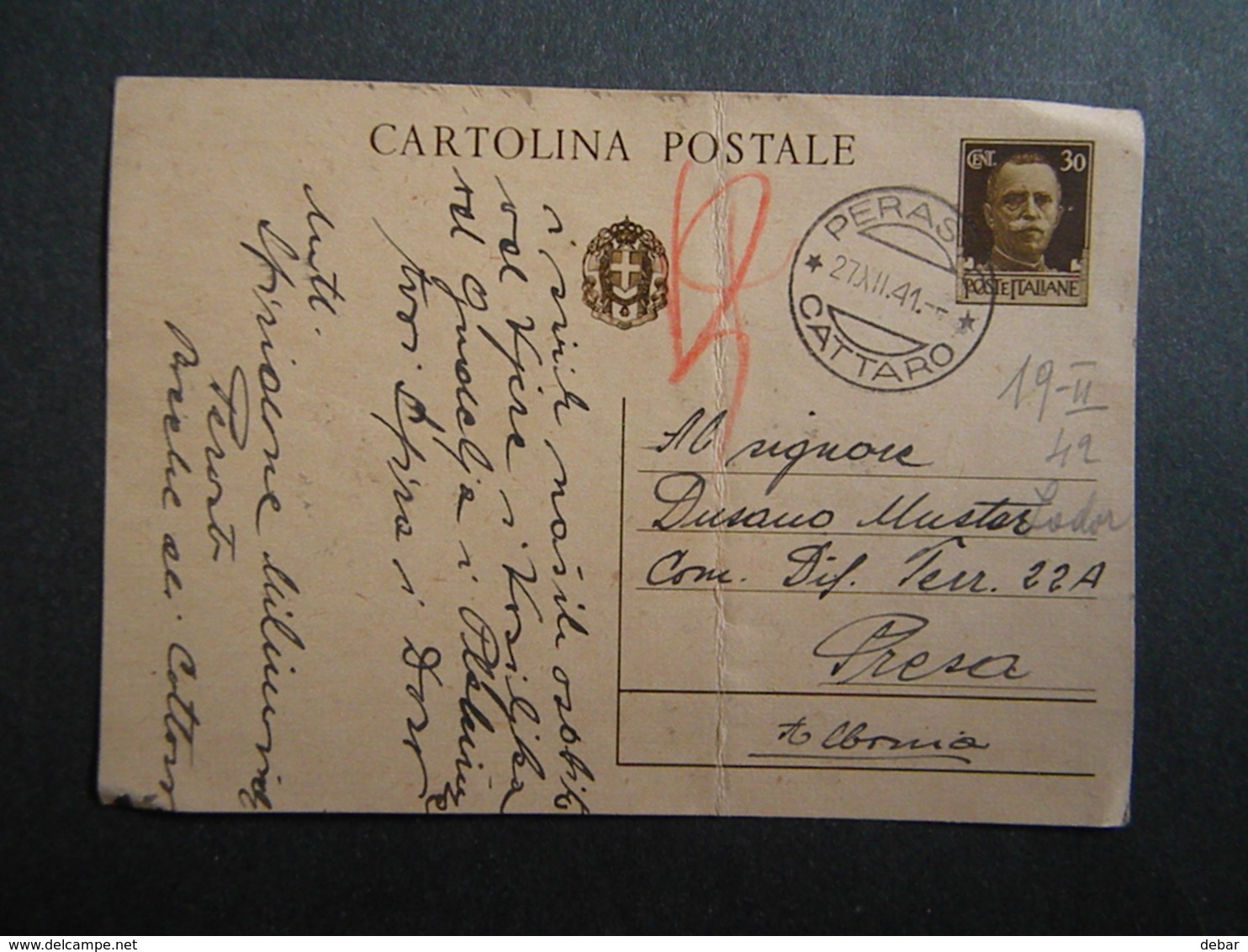 WW2 - ITALY OCCUPATION OF MONTENEGRO 1942- -PERASTO - CATTARO - 1941 - Montenegro