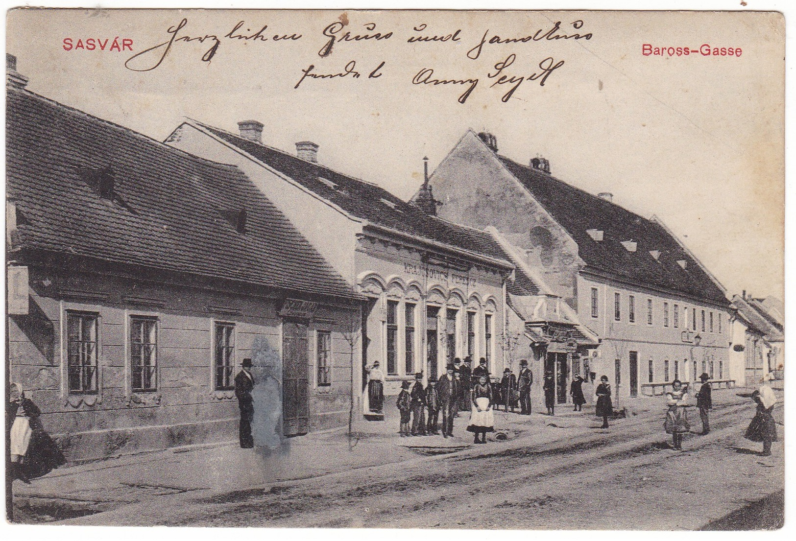 #8878 Slovakia, Sasvar, Sastin Postcard Mailed 1913: Baross Street, Animated - Slovakia