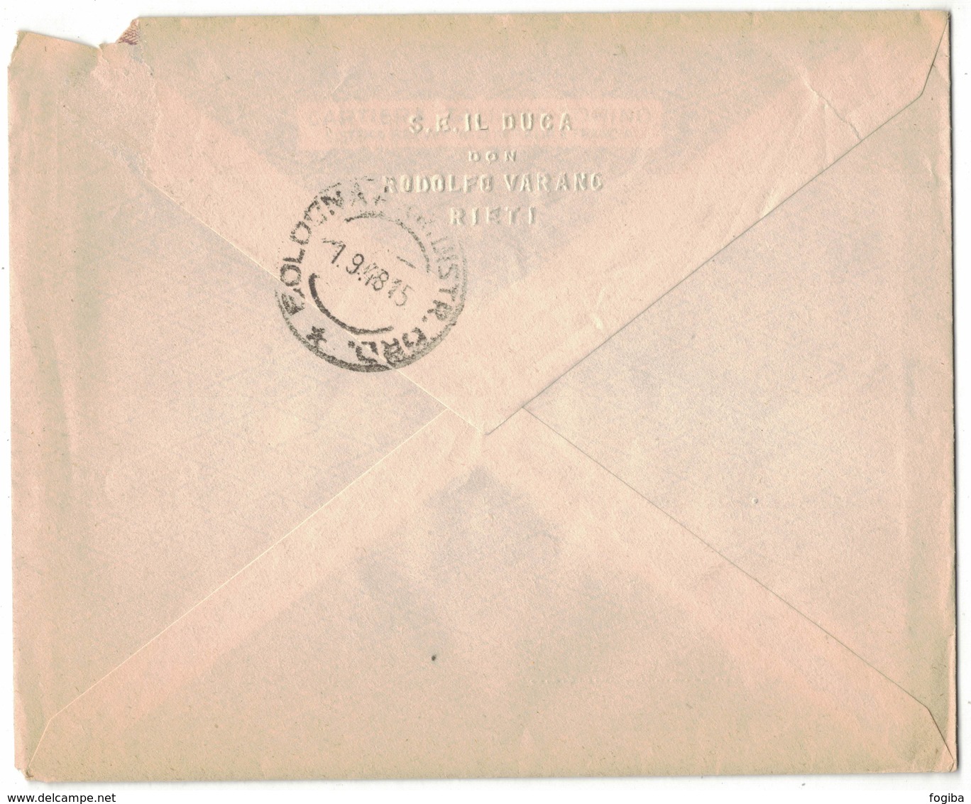 ZN63   Busta Pubblicitaria CASTELLO Di TERRIA CONTIGLIANO RIETI Con Lettera Autografa Duca Rodolfo Varano - 1946-60: Storia Postale