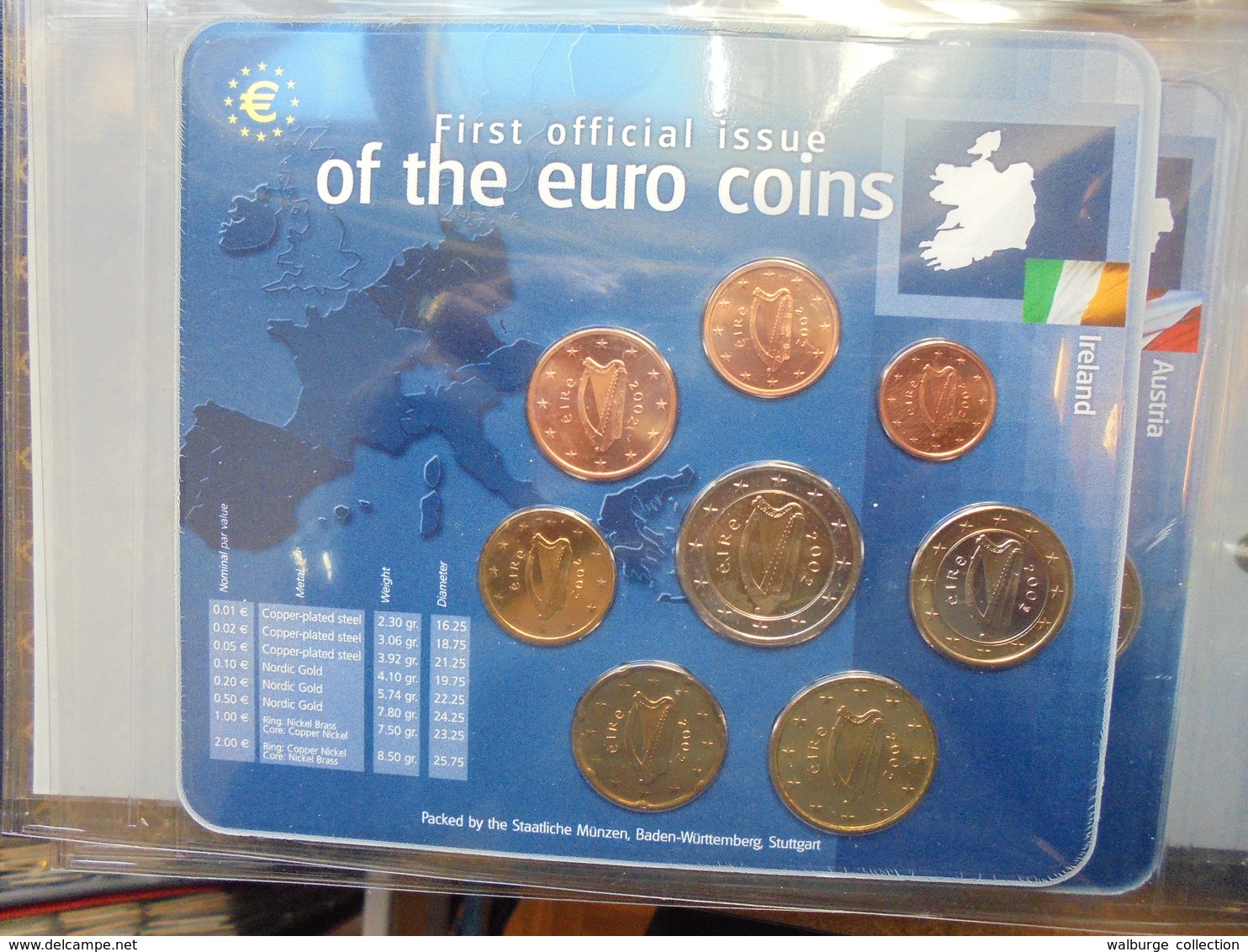 12 PREMIERES SERIES EURO EN FDC. SOUS LA FACIALE. EN ALBUM (1 KILO 500)