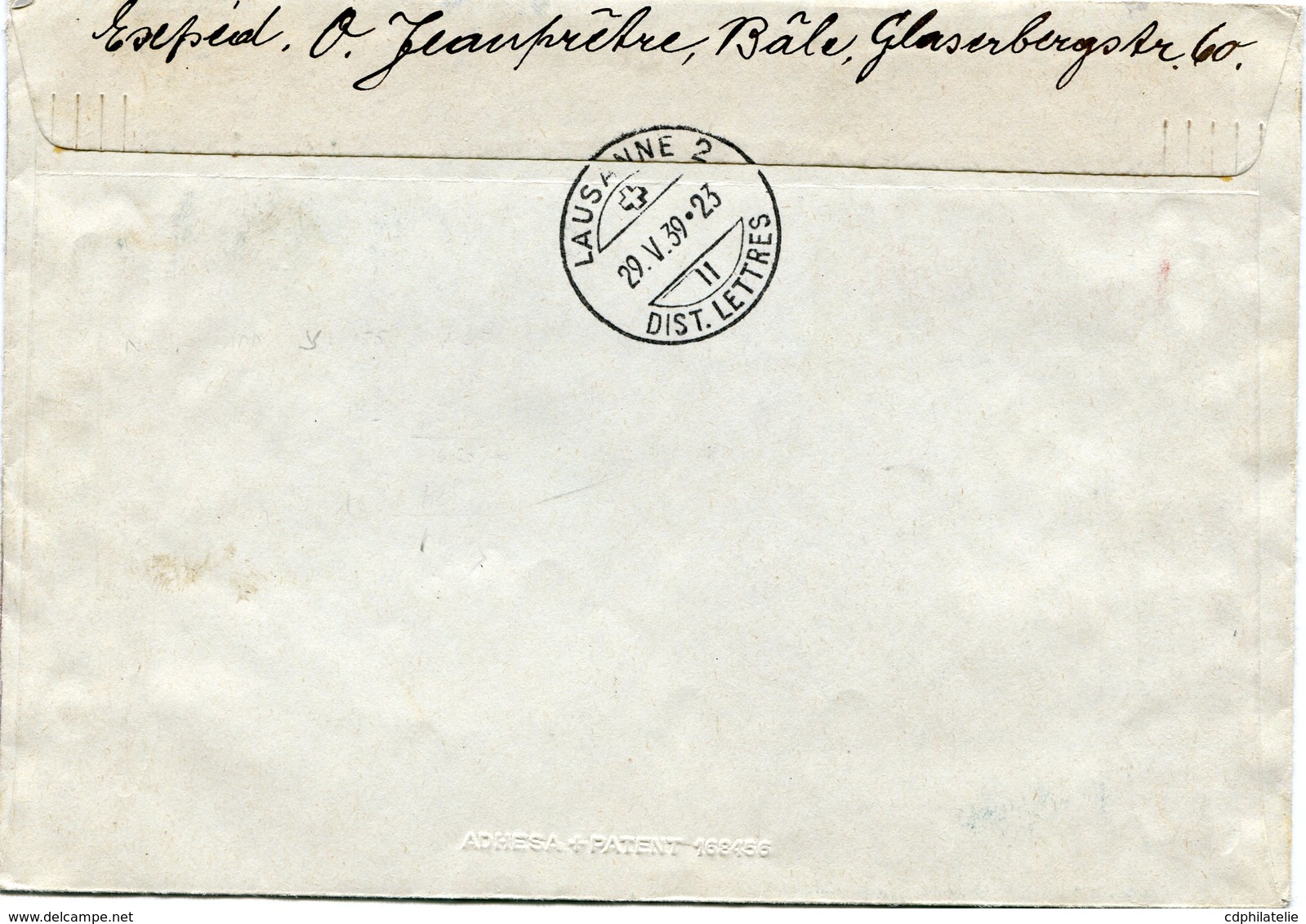 LIECHTENSTEIN LETTRE RECOMMANDEE AFFRANCHIE AVEC LES N°155/57 + LE N°158 DEPART TRIESENBERG 29 MAI 1939 POUR LA SUISSE - Covers & Documents