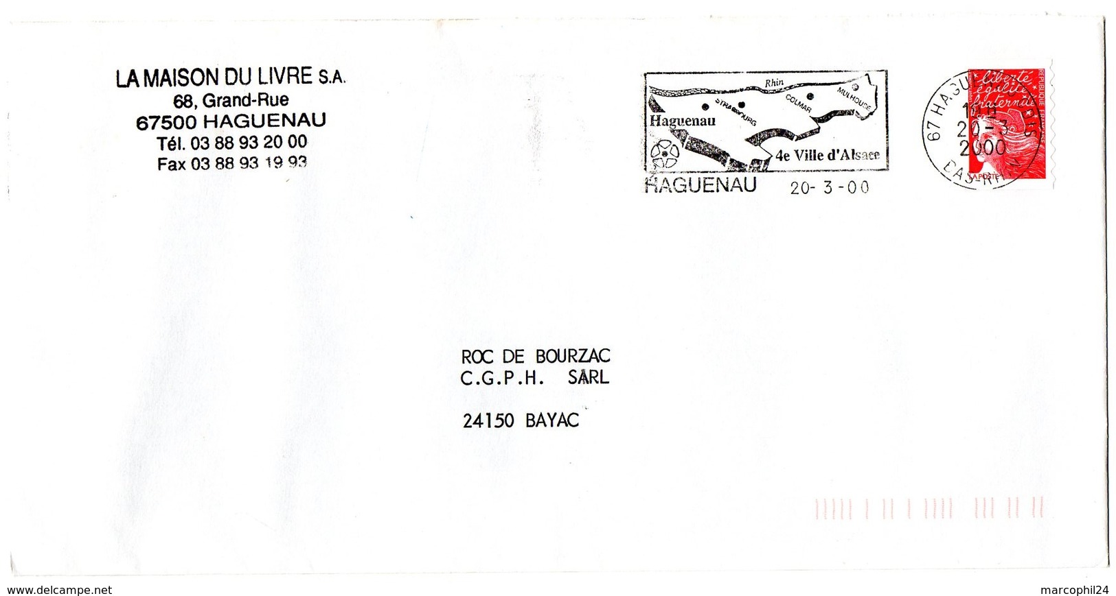 RHIN / Bas - Dépt N° 67 = HAGUENAU 2000 =  FLAMME Type II = SECAP Illustrée '4e Ville D' ALSACE ' - Mechanical Postmarks (Advertisement)