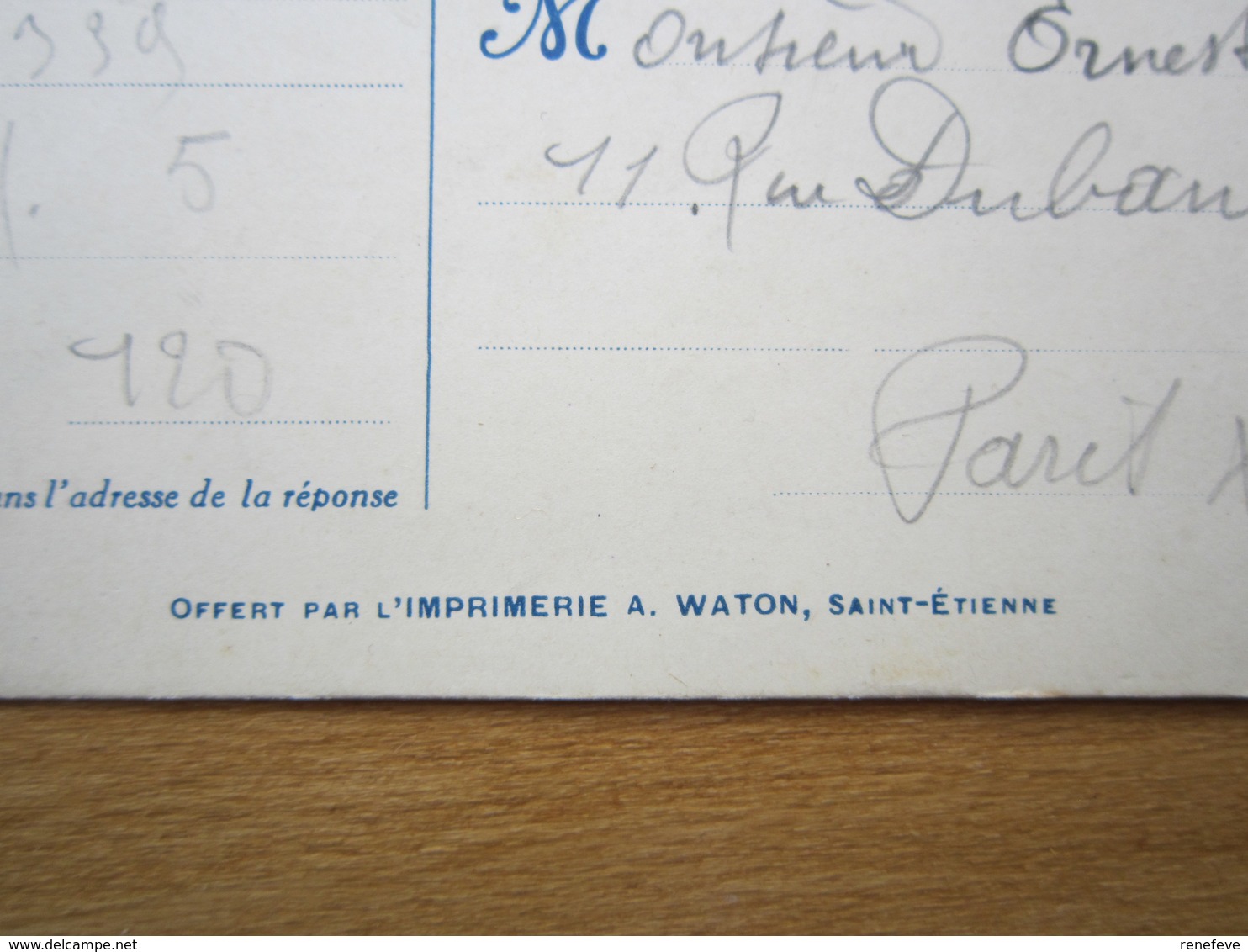 CARTE POSTALE FRANCHISE MILITAIRE Offert Par Imprimerie Waton Saint Etienne 18_13 - Guerre De 1914-18