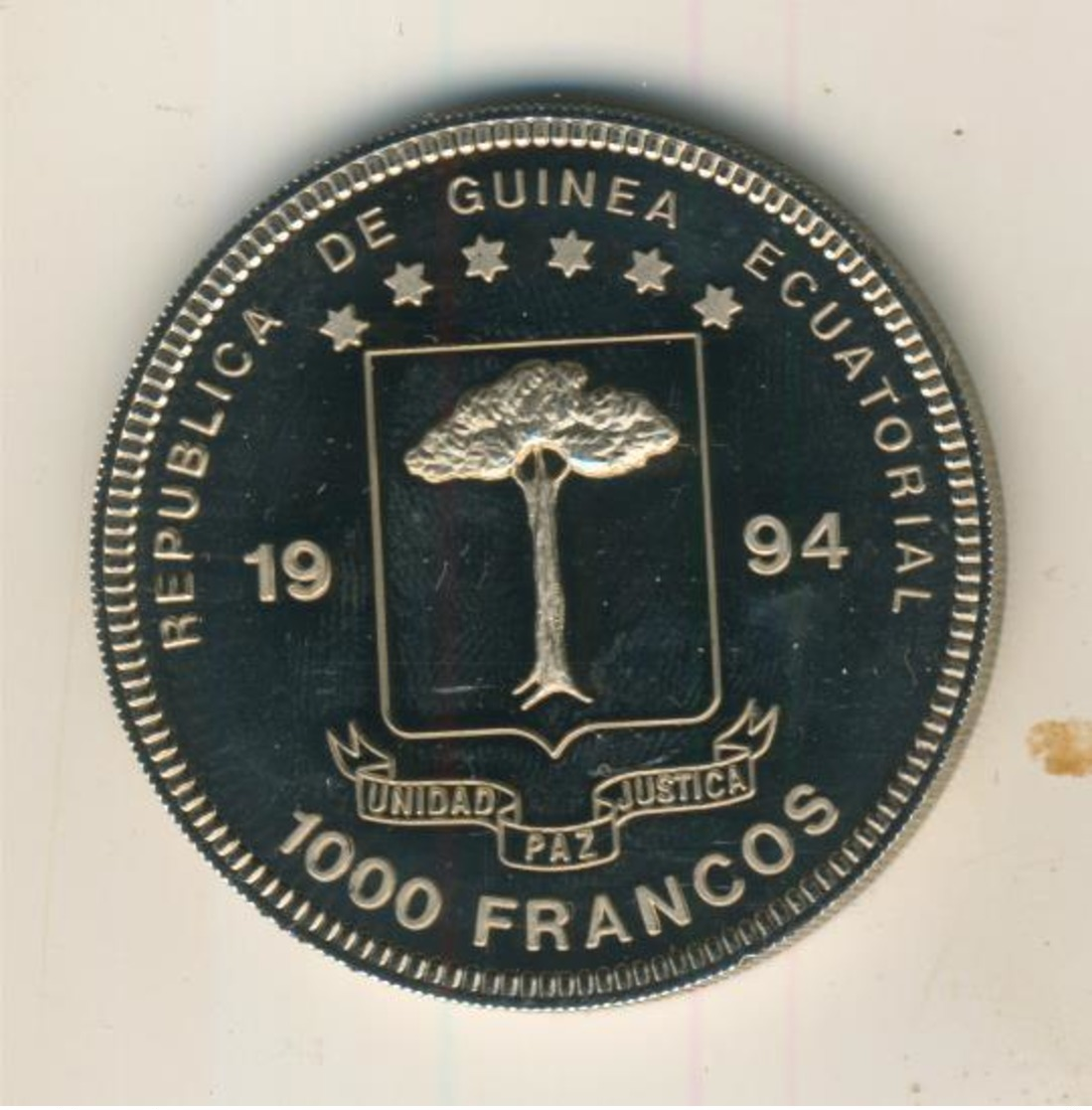 Republica De Guinea Ecuatorial,1000 Francos,1994,Silber,22gr.,Kapsel, -- Mondlandung (54006) - Guinea