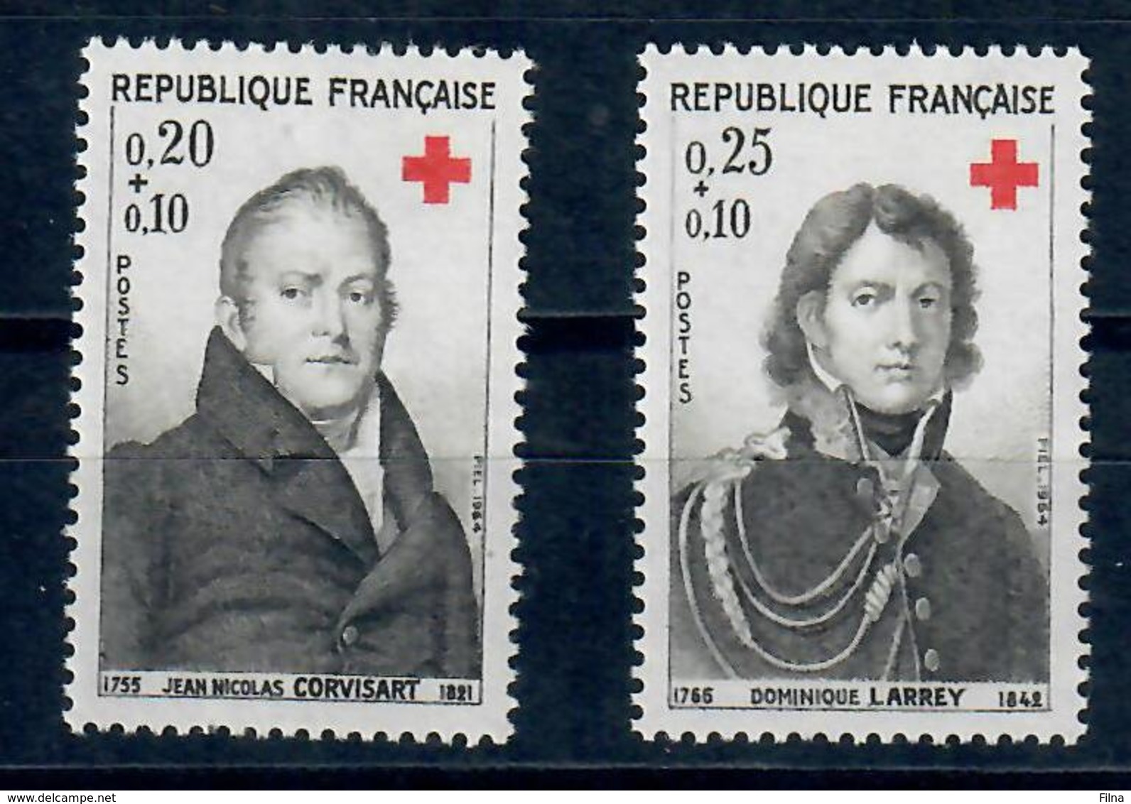 FRANCIA - 1964 - PRO CROCE ROSSA. MEDICI. SERIE COMPLETA. - MNH** - Unused Stamps