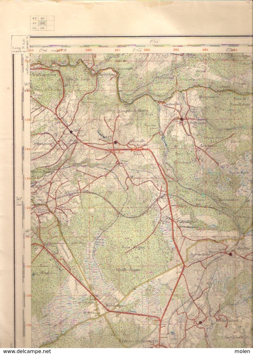 STAVELOT Mesure 1872-1903 CARTE D ETAT-MAJOR 50 MALMEDY WAIMES BUTGENBACH ELSENBORN ROBERTVILLE BULLANGE BEVERCE S383 - Stavelot