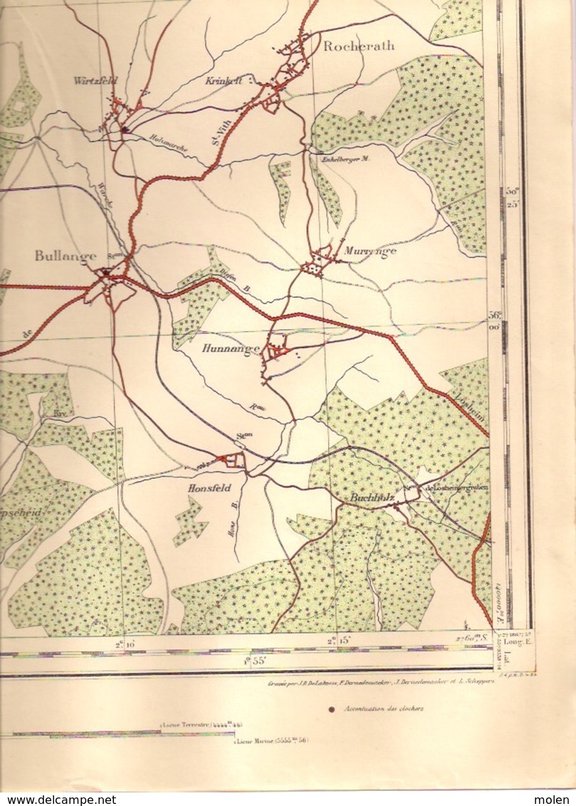 STAVELOT Mesure 1872-1903 CARTE D ETAT-MAJOR 50 MALMEDY WAIMES BUTGENBACH ELSENBORN ROBERTVILLE BULLANGE BEVERCE S383