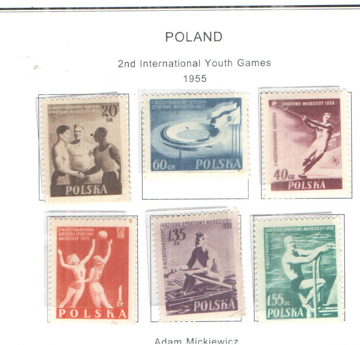 Polonia PO 1955 2° Int.Games Gioventù  Scott.699/704 See Scan On Scott.Page; - Neufs