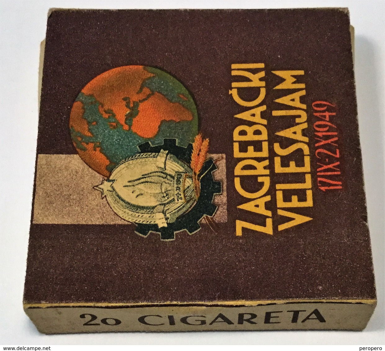 FULL TOBACCO  BOX     ZAGREBACKI VELESAJAM  1949.   20 CIGARETTES - Contenitori Di Tabacco (vuoti)