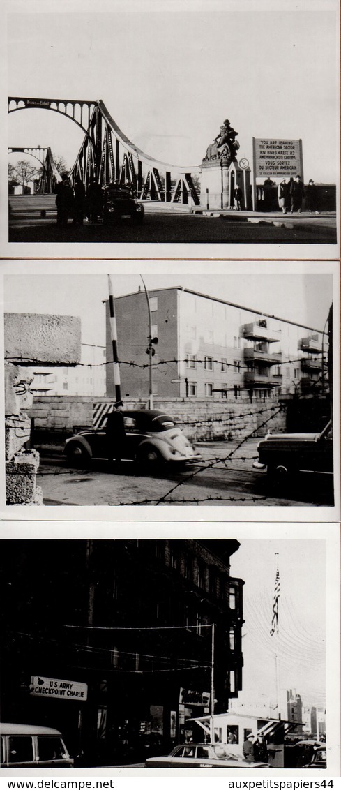 3 Photos Originales Checkpoint Charlie Berlin Allemagne & Volkswagen Käfer Cabriolet à La Frontière De L'American Sector - Persone Anonimi