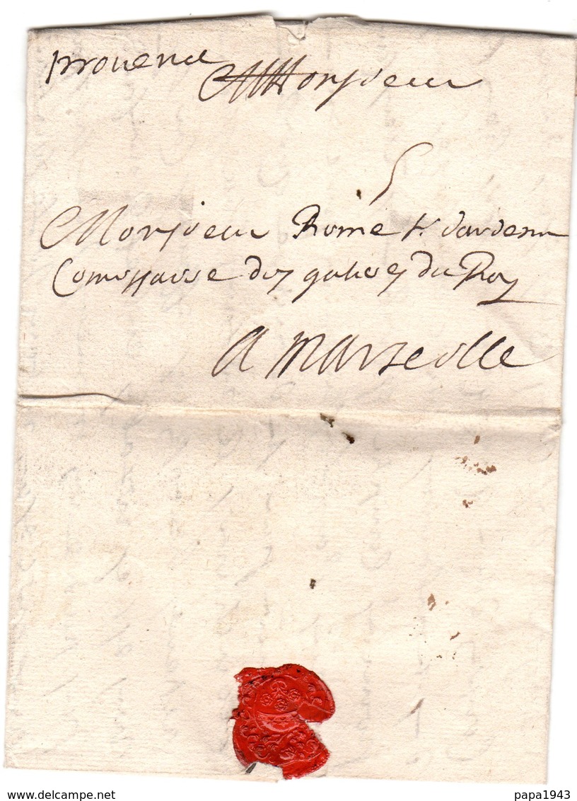 Lettre Marque Manuscrite " PROVENCE " Envoyée De PARIS  1689 à MARSEILLE - ....-1700: Precursors