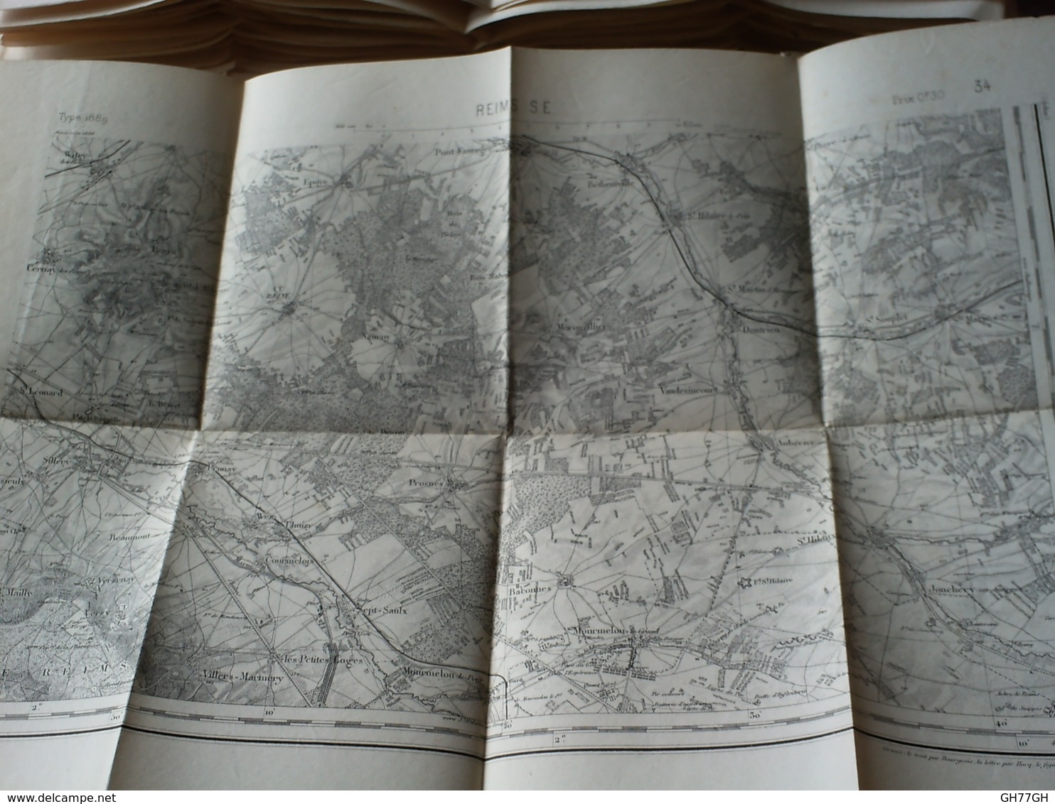 Région De REIMS  CARTE TOPO. ETAT-MAJOR TYPE 1889 -mourmelon -beine -betheniville -vaudesincourt -dontrien - Topographical Maps