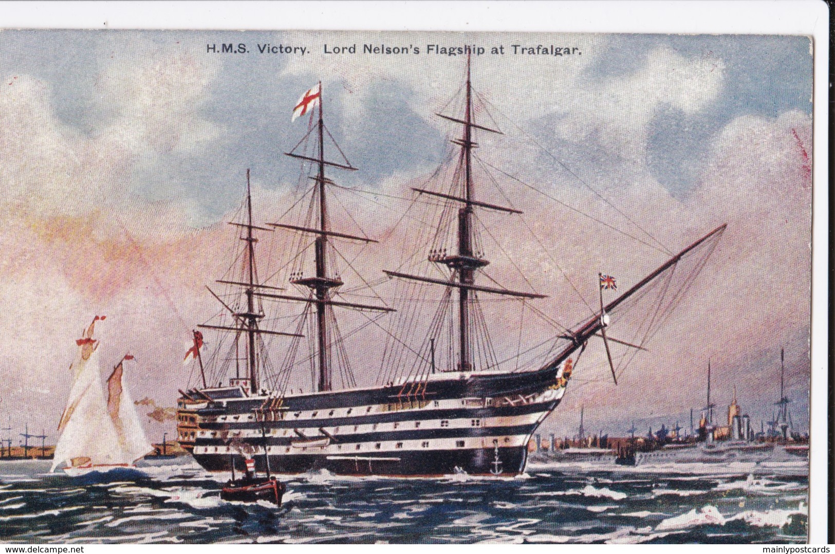 AM91 H.M.S. Victory, Lord Nelson's Flagship At Trafalgar - Art Postcard - Portsmouth