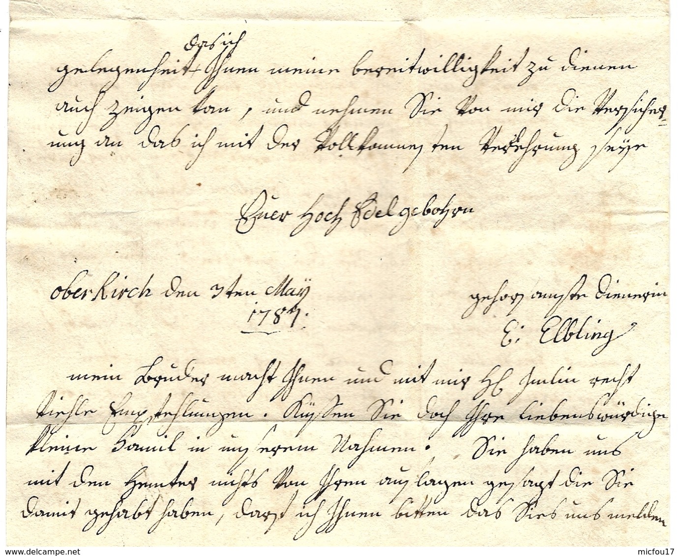 1787- Letter From Oberkirch Dettwiller  To Strasbourg ( France ) " Franco " - Vorphilatelie