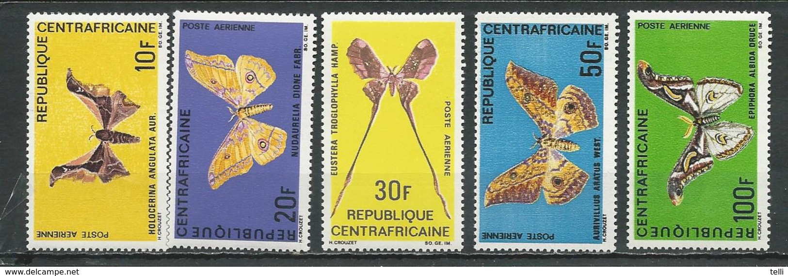 CENTRAFRIQUE  Scott C66-C70 Yvert PA69-PA73 ** (5) Cote 20,50 $ 1969 - Zentralafrik. Republik