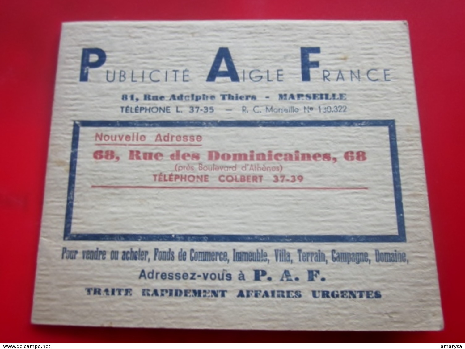 WW2 1945 Calendrier Petit Format-Publicité Aigle France Marseille R Des Dominicaines-pub Avis Recherche Usage Perso-Lire - Petit Format : 1941-60