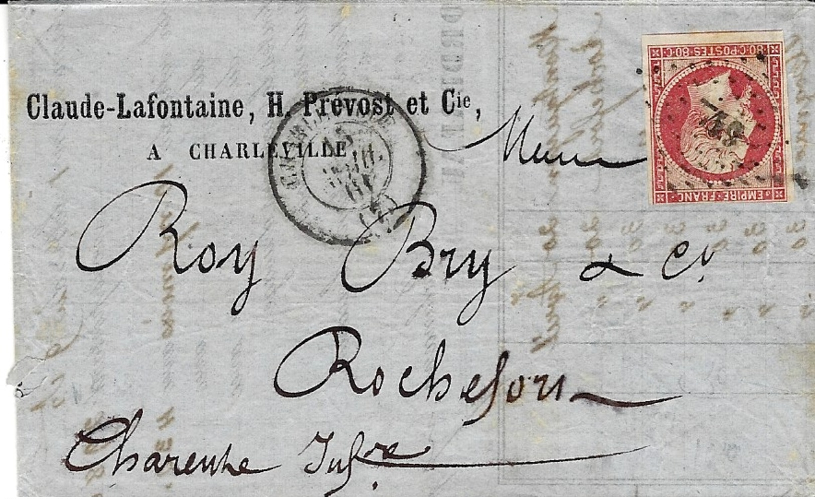 1861- Lettre De CHARLEVILLE ( Ardennes ) Cad T15 Affr. N°17 B  Rose SEUL ( 3 Marges ) - 1849-1876: Période Classique