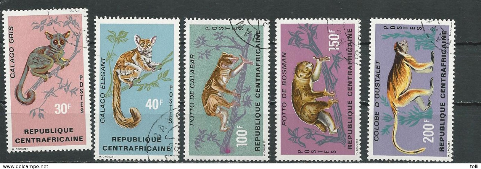 CENTRAFRIQUE  Scott 142-146 Yvert 150-154 O (5) Cote 8,20 $ 1971 - Centrafricaine (République)