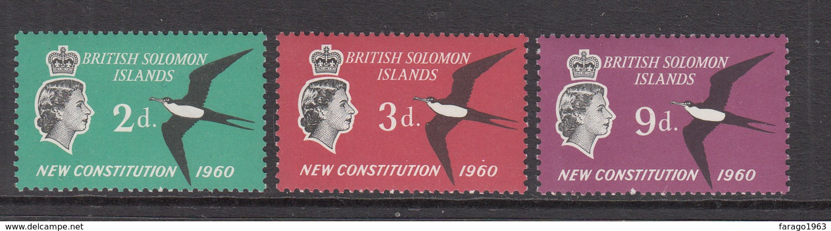 1961 Solomon Islands New Constitution Set Of 3 MNH - Solomoneilanden (1978-...)