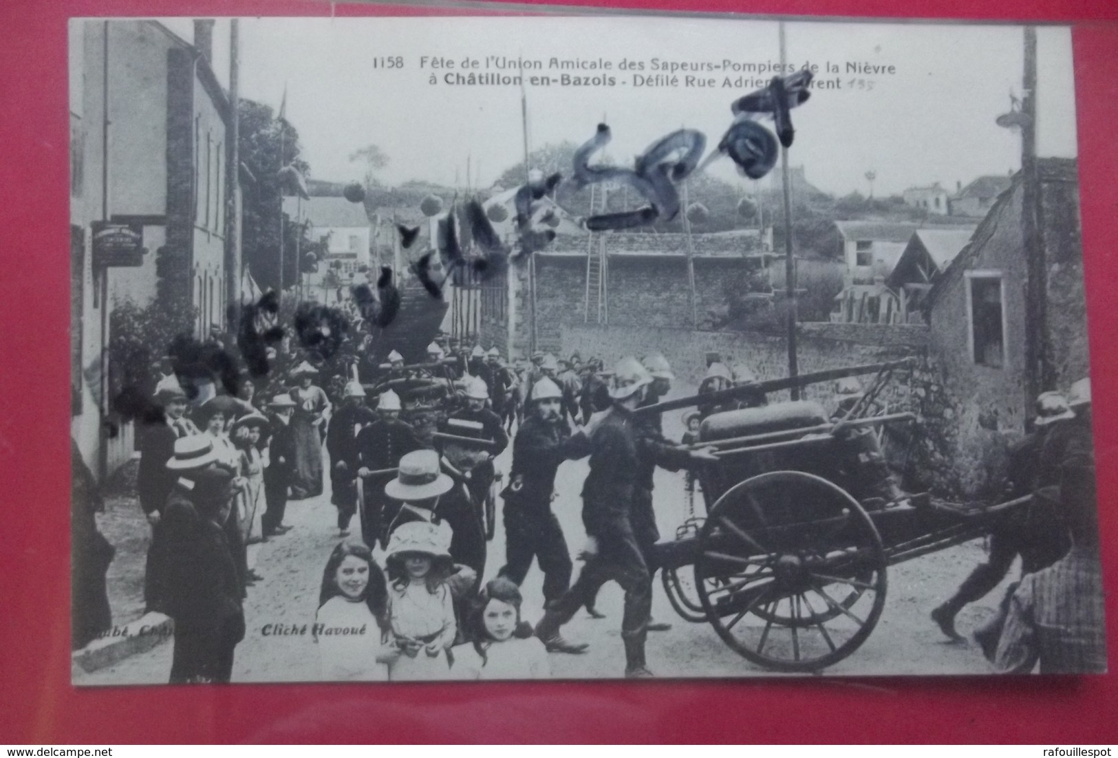 C P  Chatillon En Bazois Fete De L'union Amicale Des Sapeurs Pompiers De La Nievre Defilé Rue Adrien Laurent N 1158 - Chatillon En Bazois