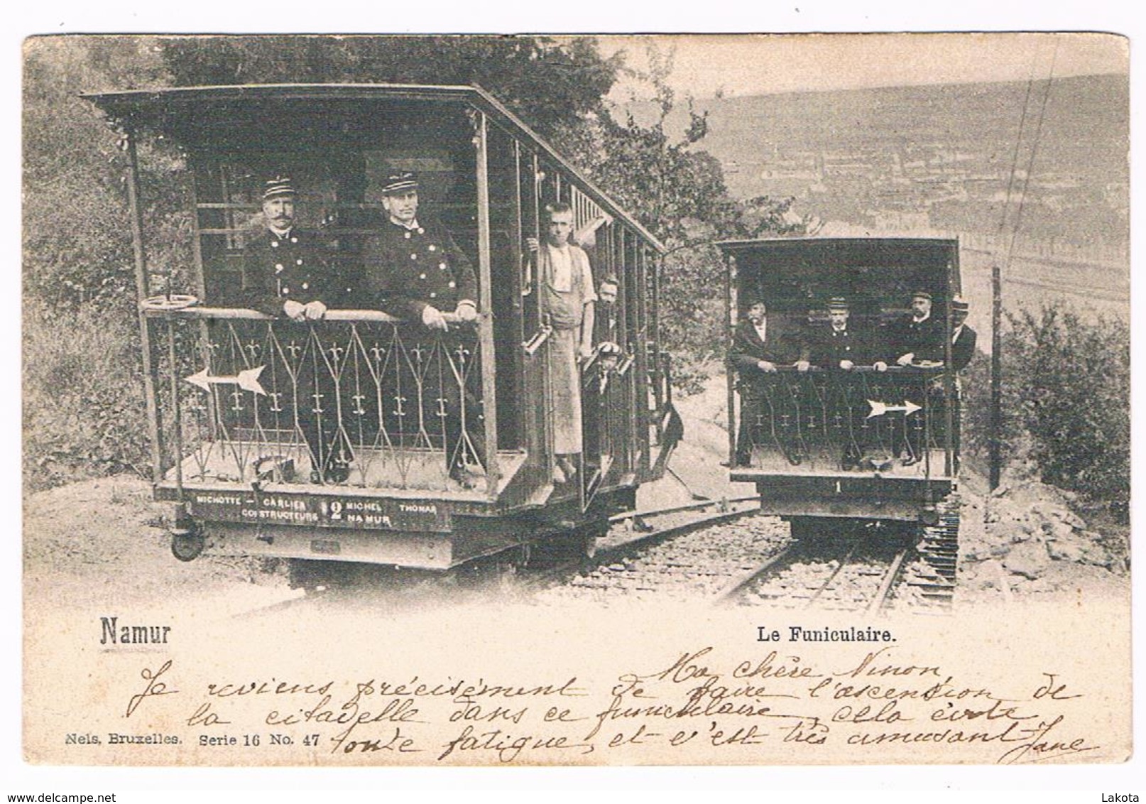 CPA Dos Non Divisé : NAMUR - Le Funiculaire Et Son Personnel - Montée Et Descente - Namur