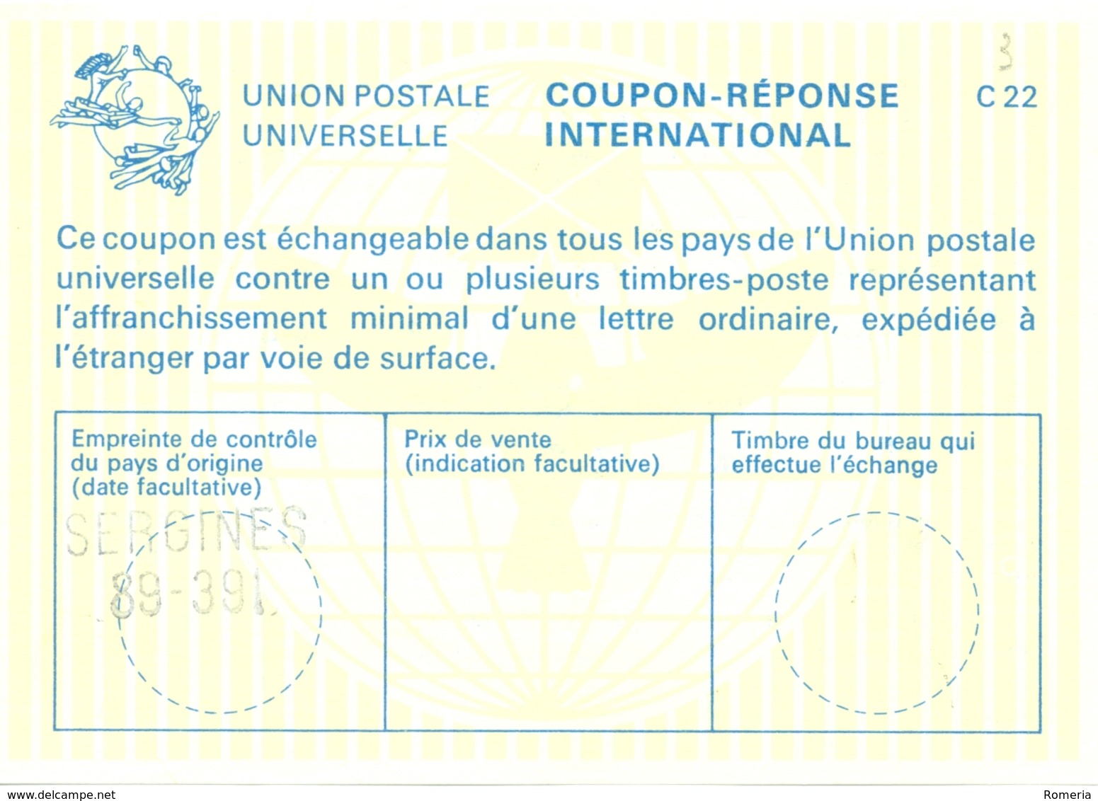 France - Coupon Réponse International - Sergines 89-391 - Reply Coupons