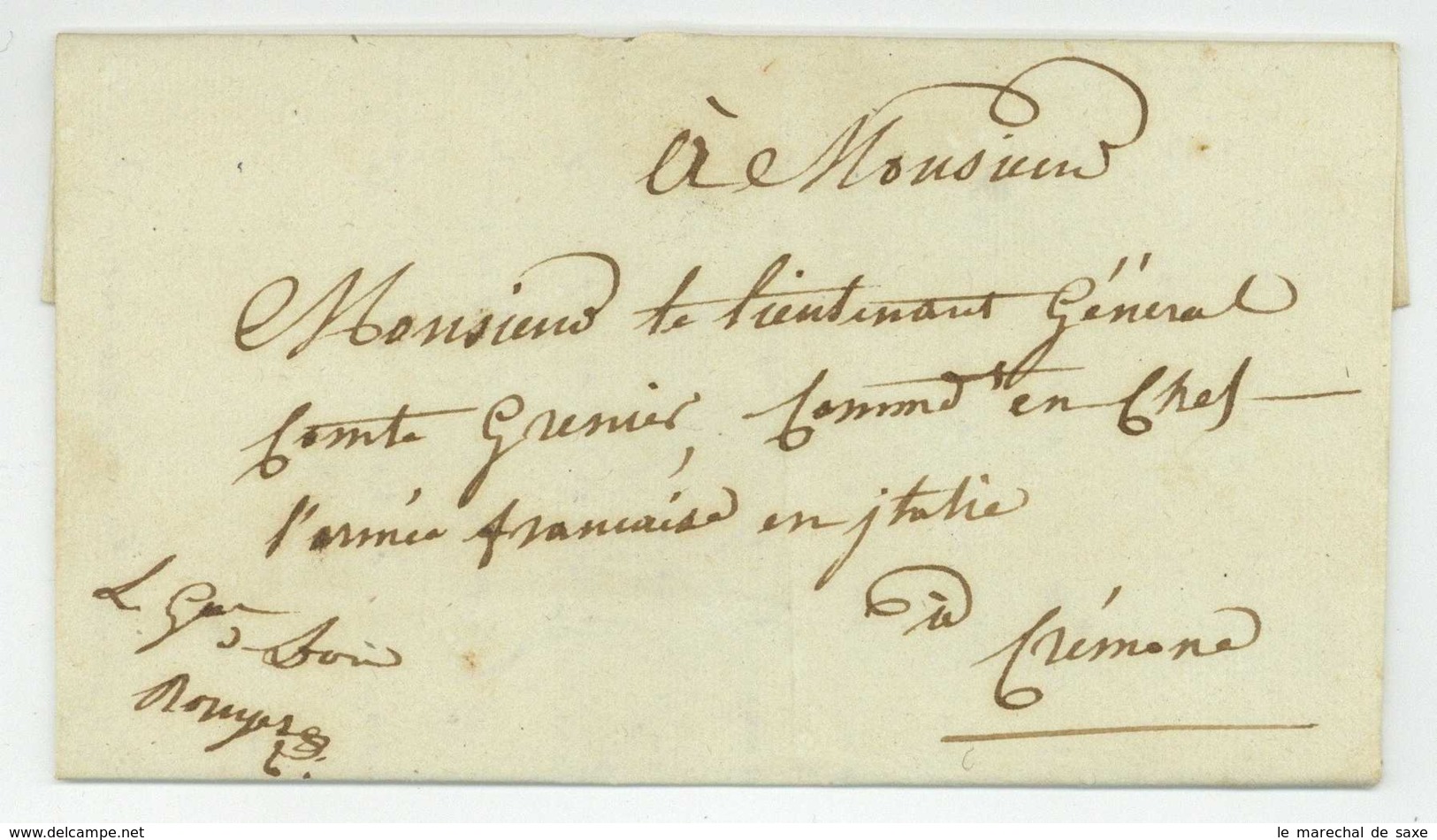 ARMEE D'ITALIE - General ROUYER (1765-1824) Contreseing Pavia Au General Grenier Avril 1814 - Army Postmarks (before 1900)