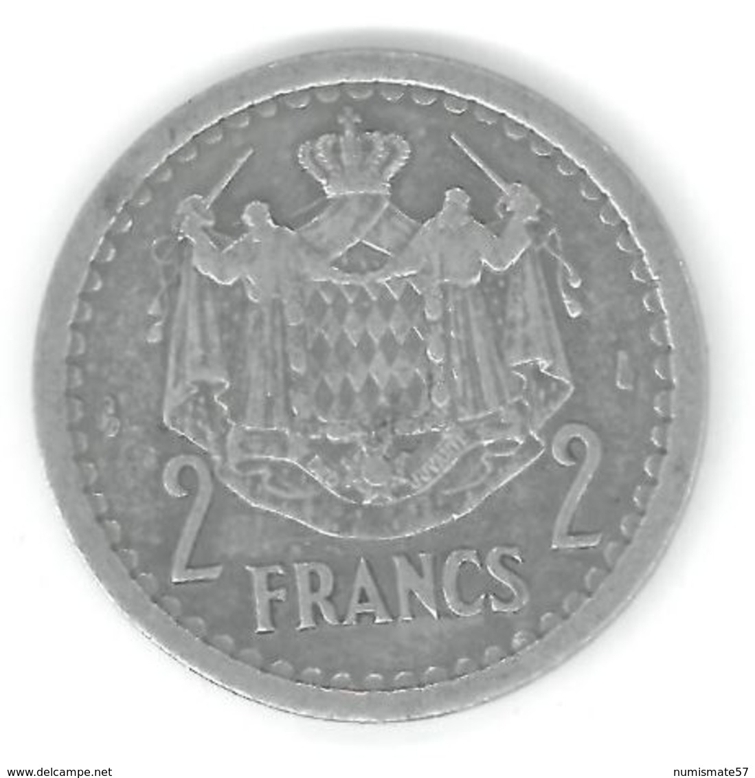 MONACO - 2 FRANCS -  LOUIS II - Aluminium - Sans Date (1943) - 1922-1949 Louis II