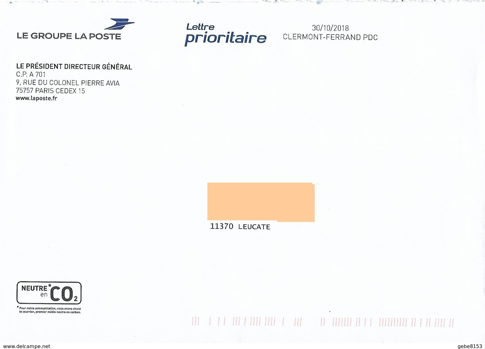 Lettre Prioritaire Service La Poste Clermont Ferrand Pdc Président Directeur Général - Documents De La Poste