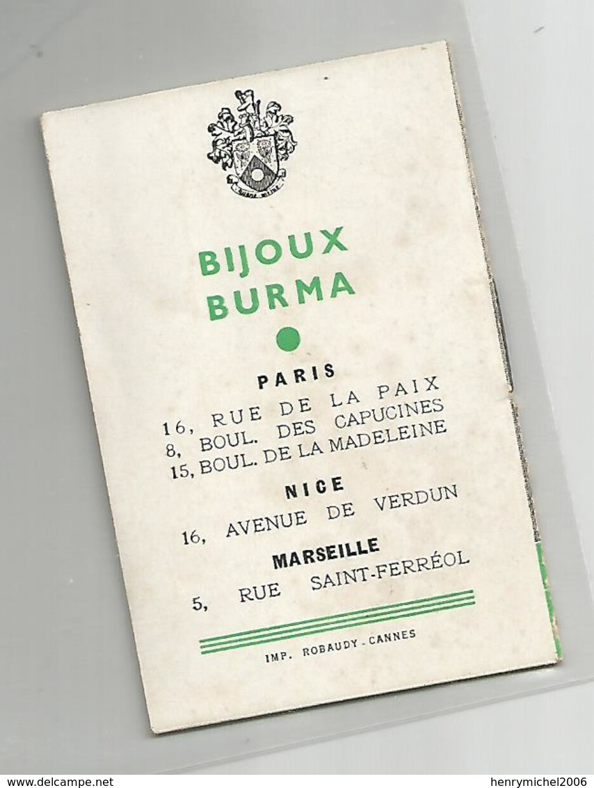 Pub Publicité Bijoux Burma Quelques Conseils Femme Illustrée - Paris Nice Marseille Format 5,7x8,5 Cm - Pubblicitari