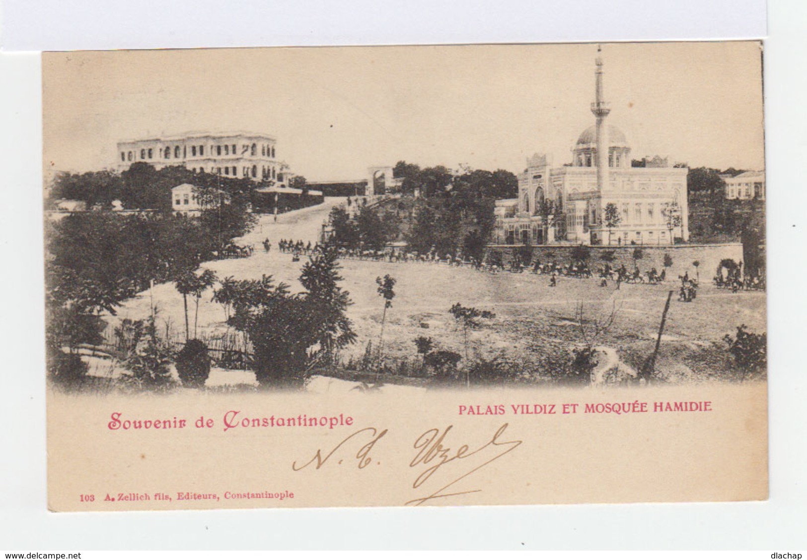 Sur Carte Postale De Constantinople Vers Valence Type Sage 5 C. Vert Jaune.. CAD Constantinople Turquie 1900. (800) - Lettres & Documents