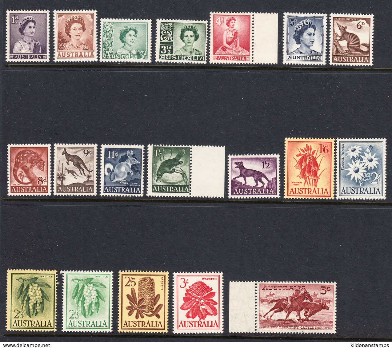 Australia 1948-56 Mint No Hinge, Sc# , SG 308-314,316-327 Incl 324a - Mint Stamps