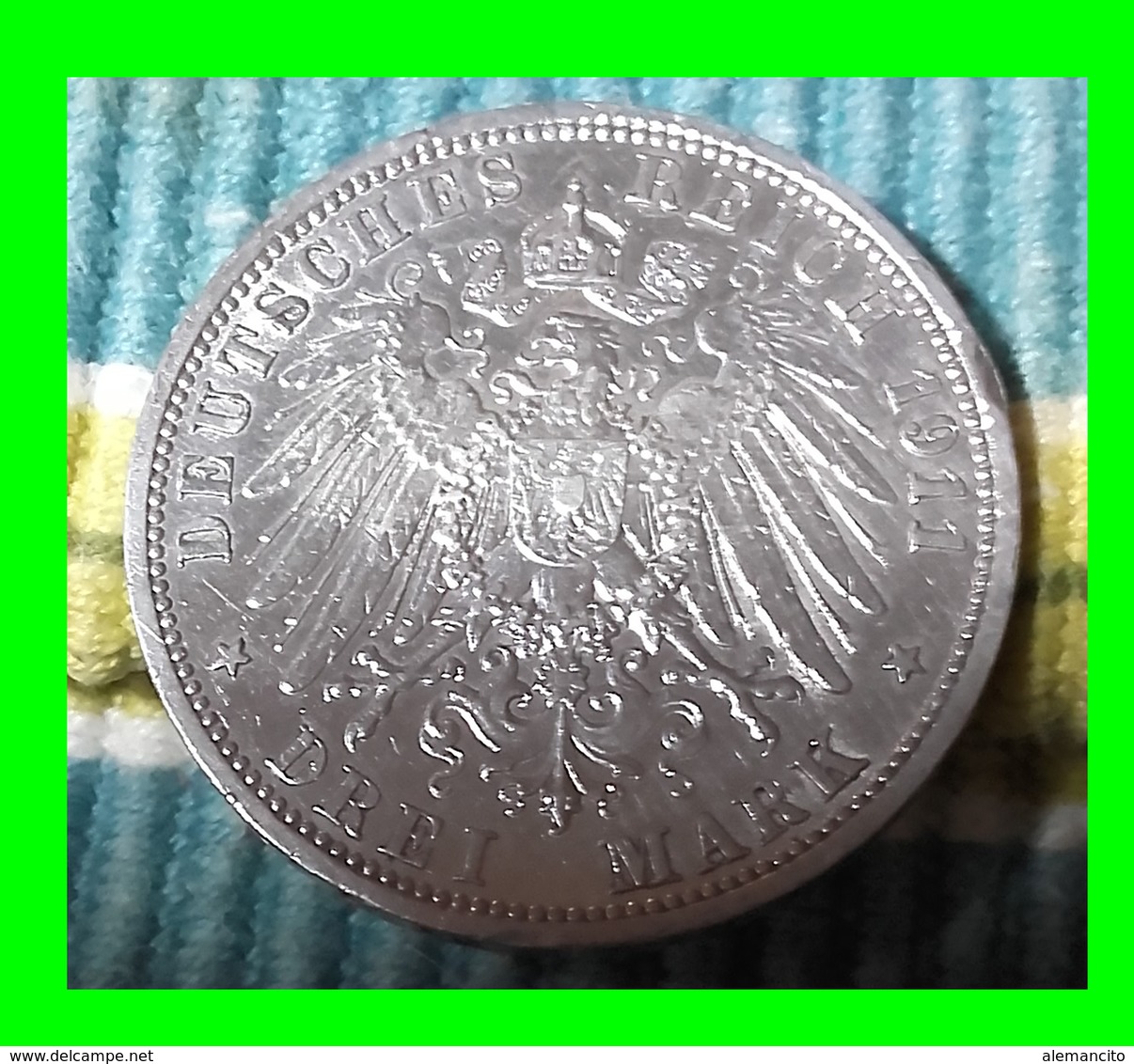 PREUSSEN - WILHELM II DEUTSCHER KAISERKÖNIG VON PREUSSEN 3 DM AÑO 1909 – CECA-A - 2, 3 & 5 Mark Argent