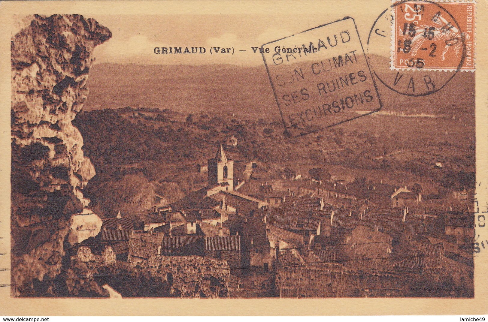 GRIMAUD (Var) – Vue Générale Circulée Timbrée 1935 - Port Grimaud