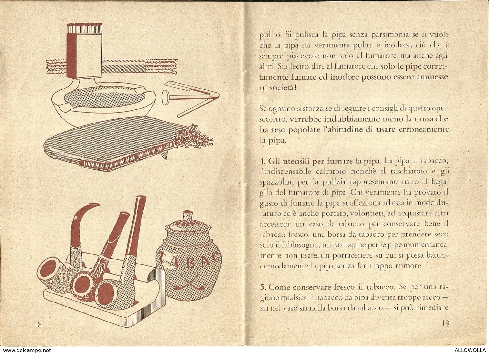 1797 " CONSIGLI PER FUMARE BENE LA PIPA-24 PAGINE" OPUSCOLO ORIGINALE - Objets Publicitaires