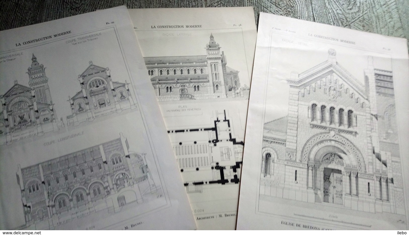 église De Bredons Cantal 3 Planches La Construction Moderne  Architecture Dessin - Auvergne