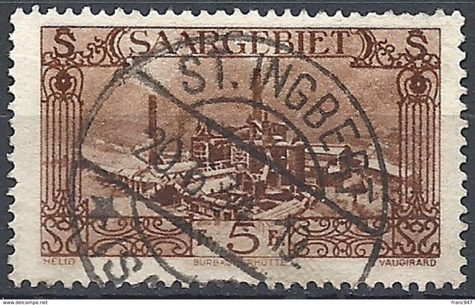 Sarre, 1927, Burbach Steelworks, 5fr # Michel 121 - Scott 134 - Yvert 120  USED - Gebraucht