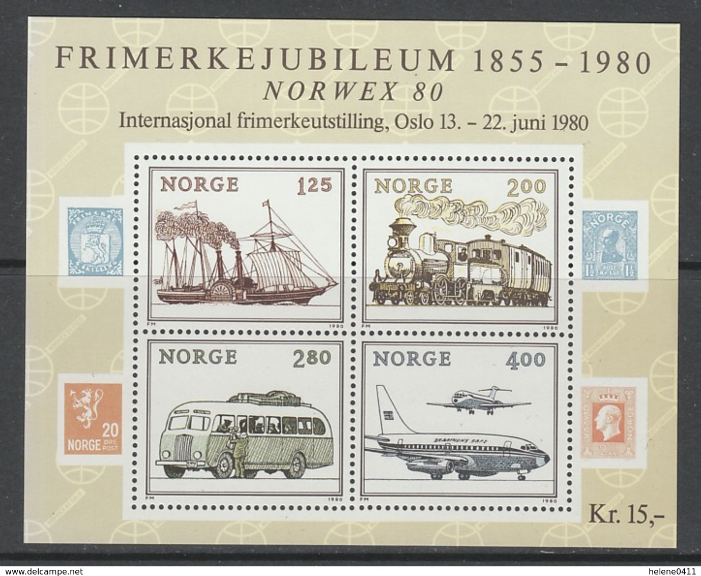 BLOC NEUF DE NORVEGE - MOYENS DE TRANSPORT POSTAL N° Y&T BF 4 - Poste